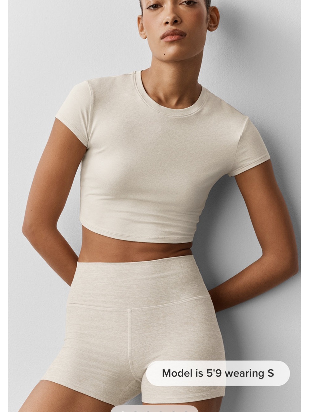 ALO Yoga Cream Short Sleeve Crop Top